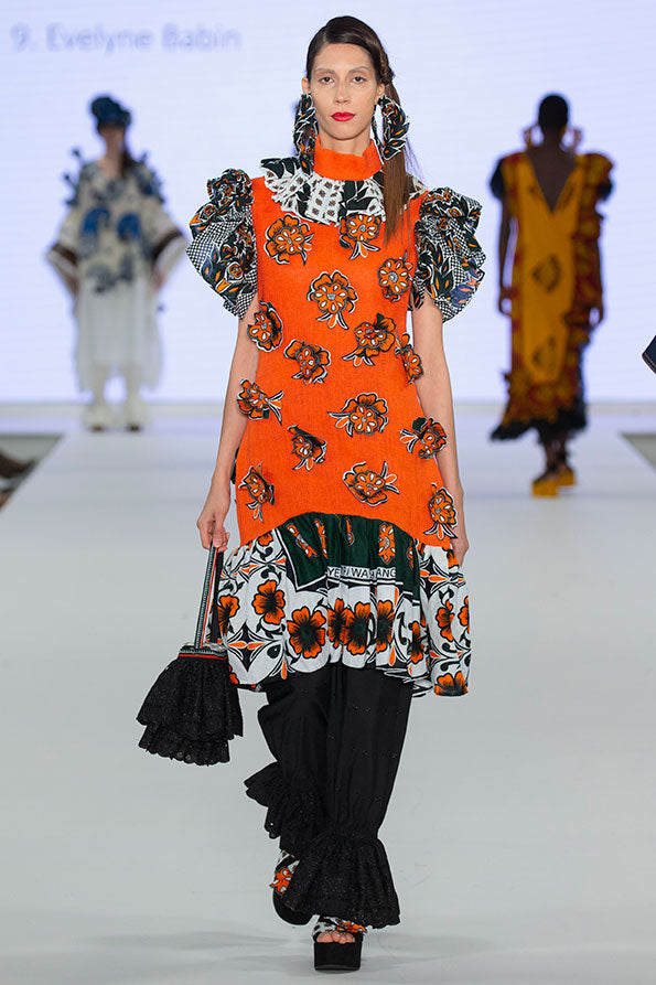Pemba tunic dress with Turban black trousers