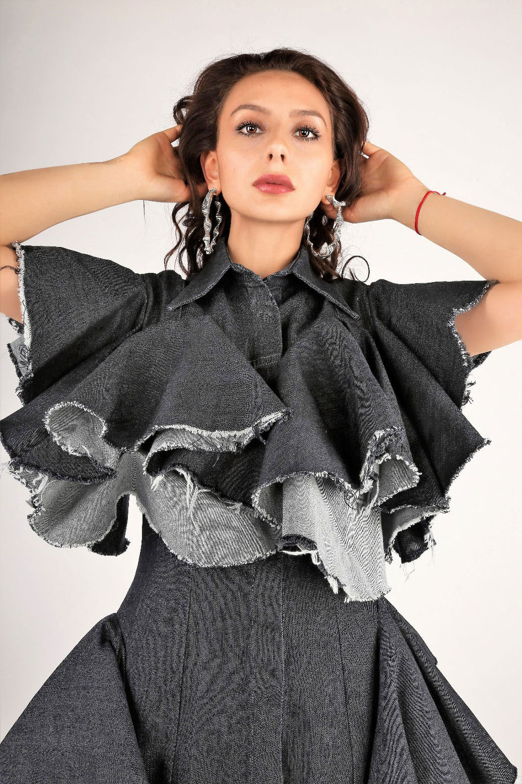 Geza black denim dress