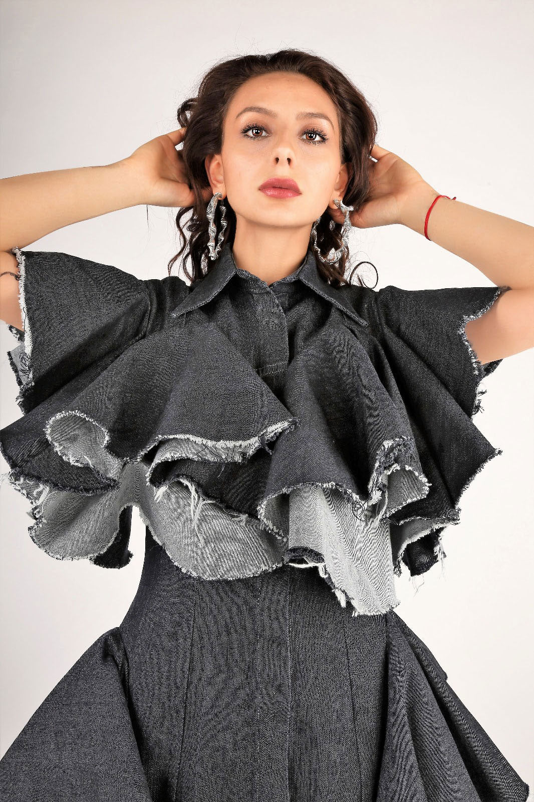 Geza black denim dress