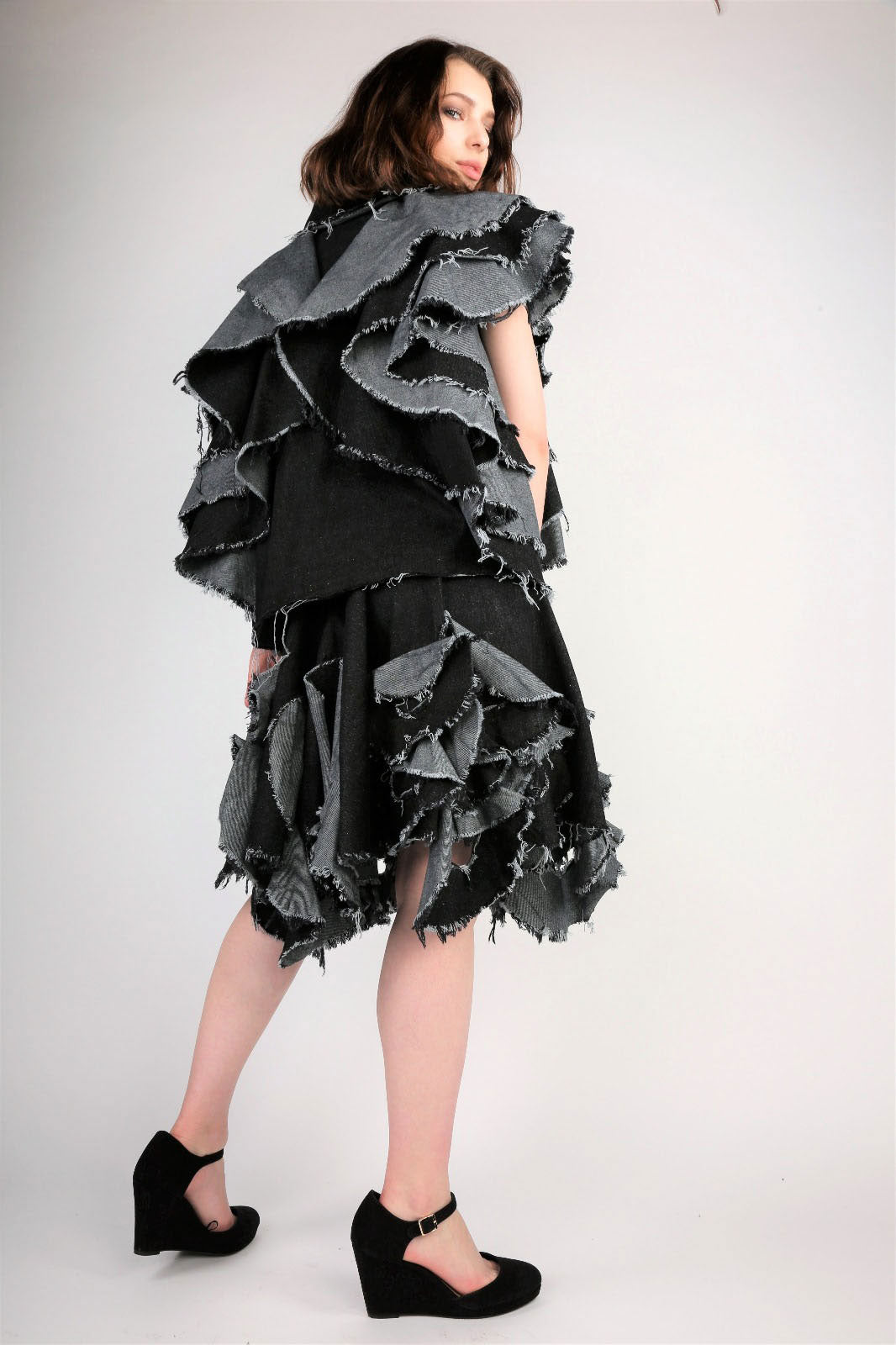 Mazima black Denim skirt & blouse